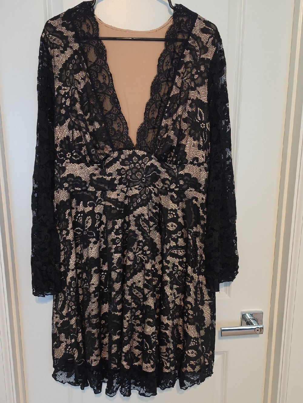 SHEIN Black Lace Dress with Nude Lining